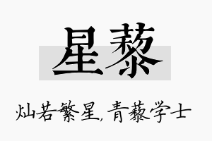 星藜名字的寓意及含义