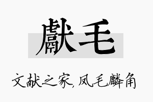 献毛名字的寓意及含义