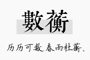 数蘅名字的寓意及含义