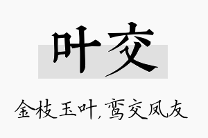 叶交名字的寓意及含义