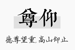 尊仰名字的寓意及含义