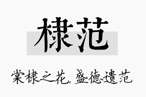 棣范名字的寓意及含义