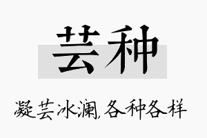 芸种名字的寓意及含义