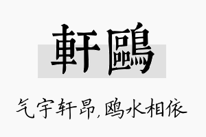 轩鸥名字的寓意及含义