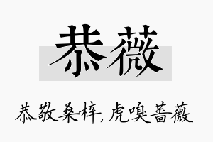 恭薇名字的寓意及含义