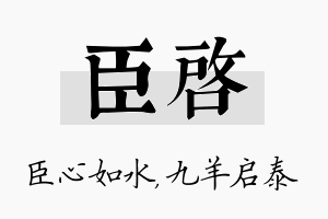 臣启名字的寓意及含义