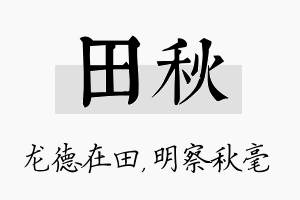 田秋名字的寓意及含义