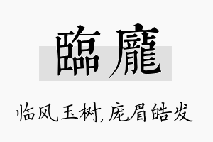 临庞名字的寓意及含义