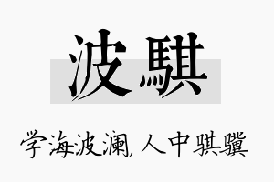 波骐名字的寓意及含义