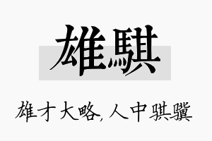 雄骐名字的寓意及含义