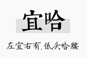 宜哈名字的寓意及含义