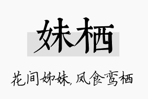 妹栖名字的寓意及含义