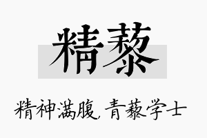 精藜名字的寓意及含义