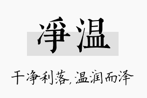 净温名字的寓意及含义