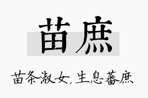 苗庶名字的寓意及含义