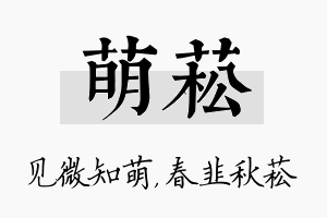 萌菘名字的寓意及含义