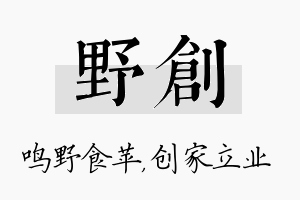 野创名字的寓意及含义