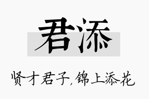 君添名字的寓意及含义