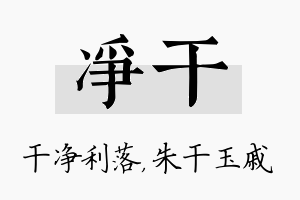 净干名字的寓意及含义