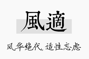 风适名字的寓意及含义