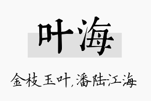 叶海名字的寓意及含义