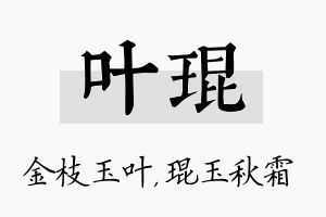 叶琨名字的寓意及含义