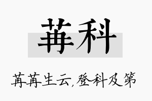 苒科名字的寓意及含义