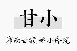 甘小名字的寓意及含义