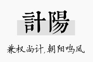 计阳名字的寓意及含义