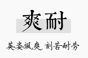 爽耐名字的寓意及含义