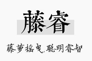 藤睿名字的寓意及含义