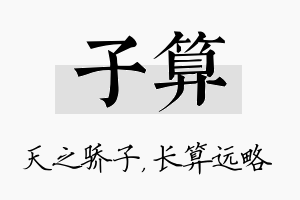 子算名字的寓意及含义