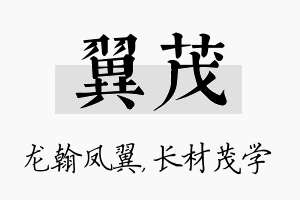 翼茂名字的寓意及含义