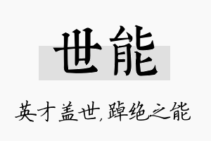 世能名字的寓意及含义