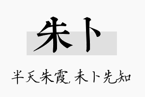 朱卜名字的寓意及含义