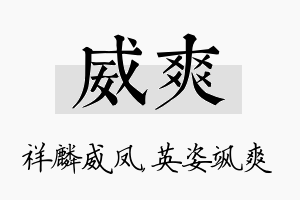 威爽名字的寓意及含义