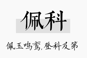 佩科名字的寓意及含义