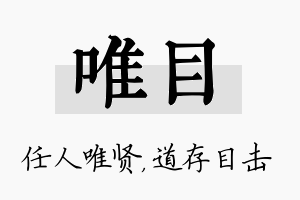 唯目名字的寓意及含义