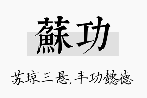 苏功名字的寓意及含义