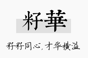 籽华名字的寓意及含义