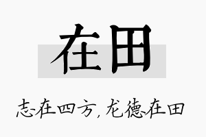 在田名字的寓意及含义