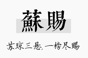 苏赐名字的寓意及含义