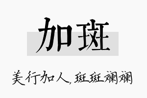 加斑名字的寓意及含义