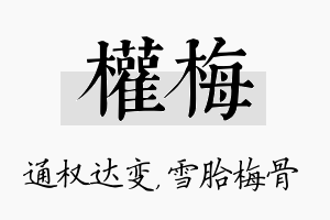 权梅名字的寓意及含义