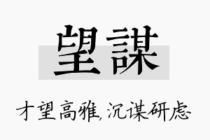 望谋名字的寓意及含义