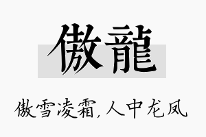 傲龙名字的寓意及含义