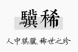 骥稀名字的寓意及含义