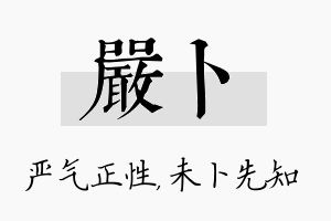 严卜名字的寓意及含义