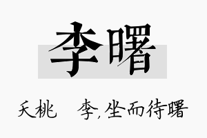 李曙名字的寓意及含义