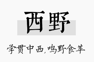 西野名字的寓意及含义